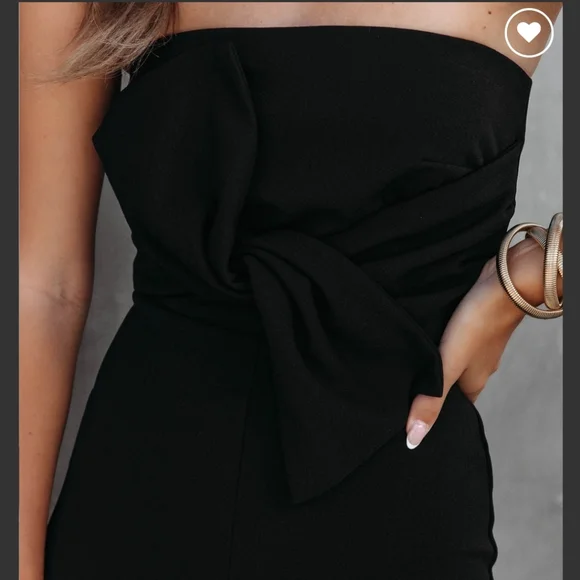 Black Bow Strapless Jumpsuit NWT - Picture 3 of 10